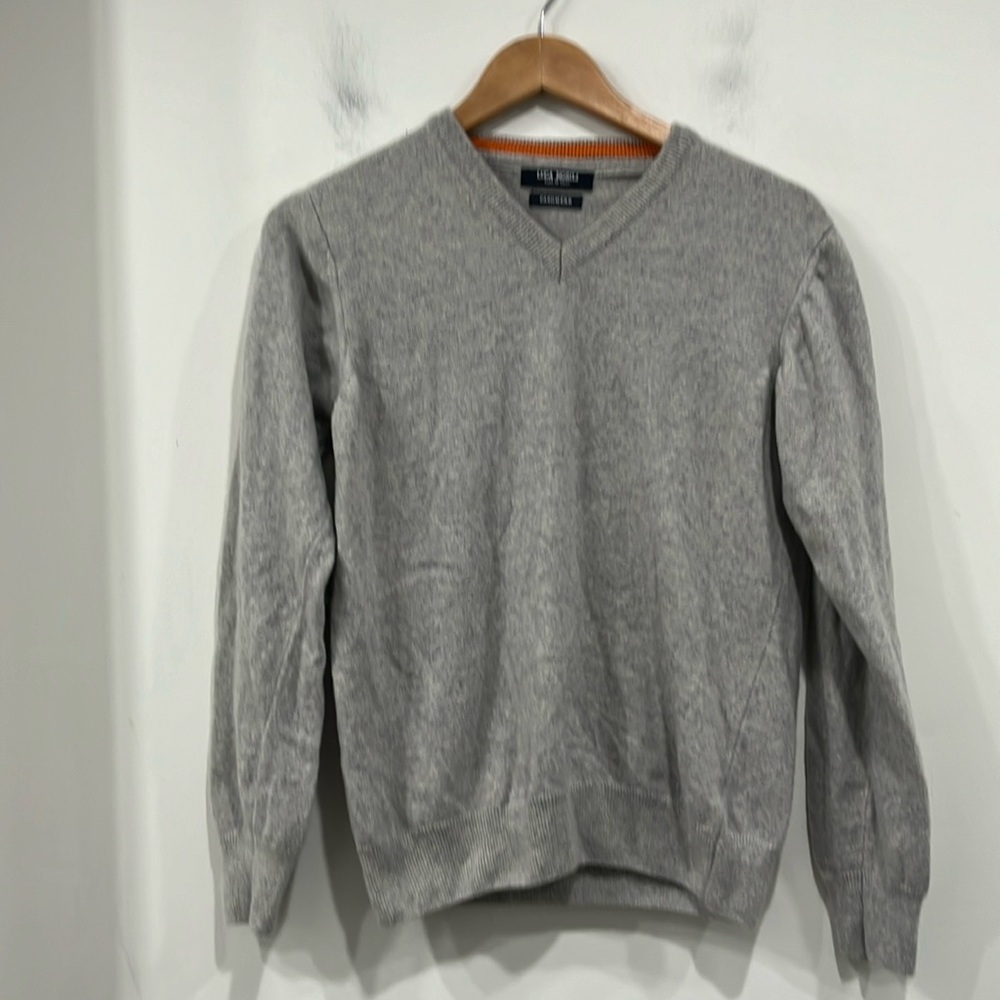 Luca Mobili Cashmere Vneck Pullover Sweater in Grey size S